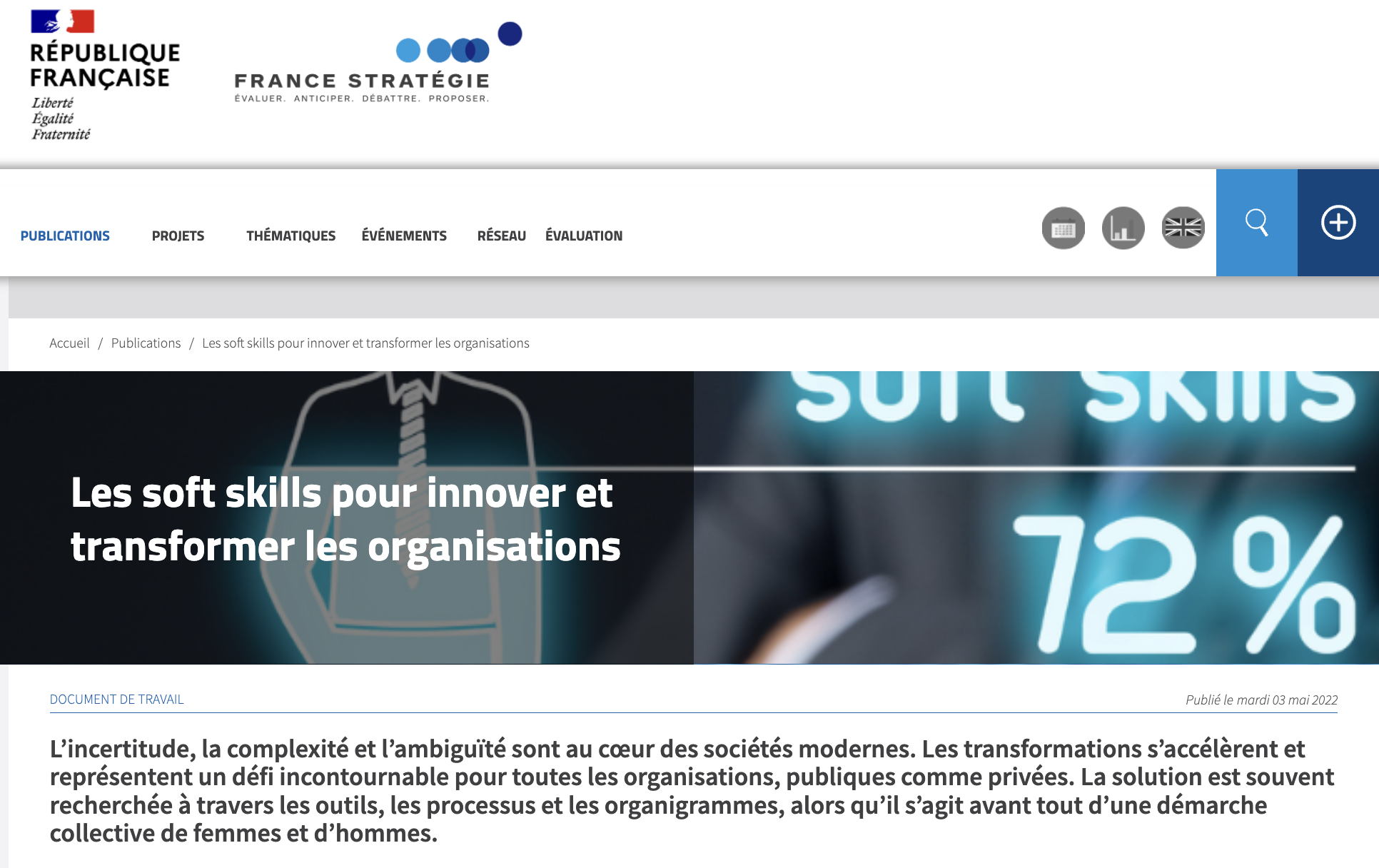 Rapport France Stratégie : les soft skills pour innover et transformer les organisations